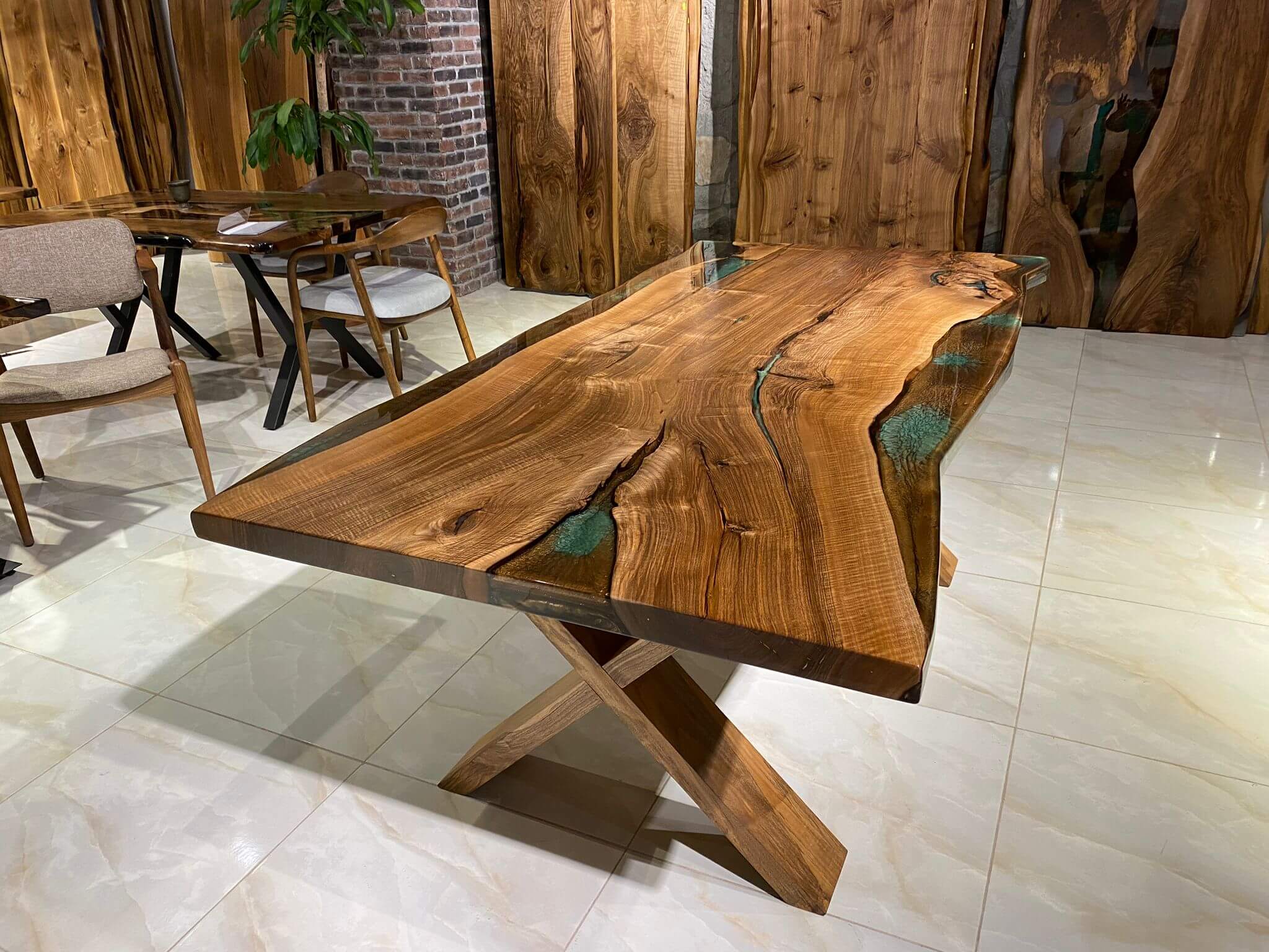 Live edge dining table and bench hot sale