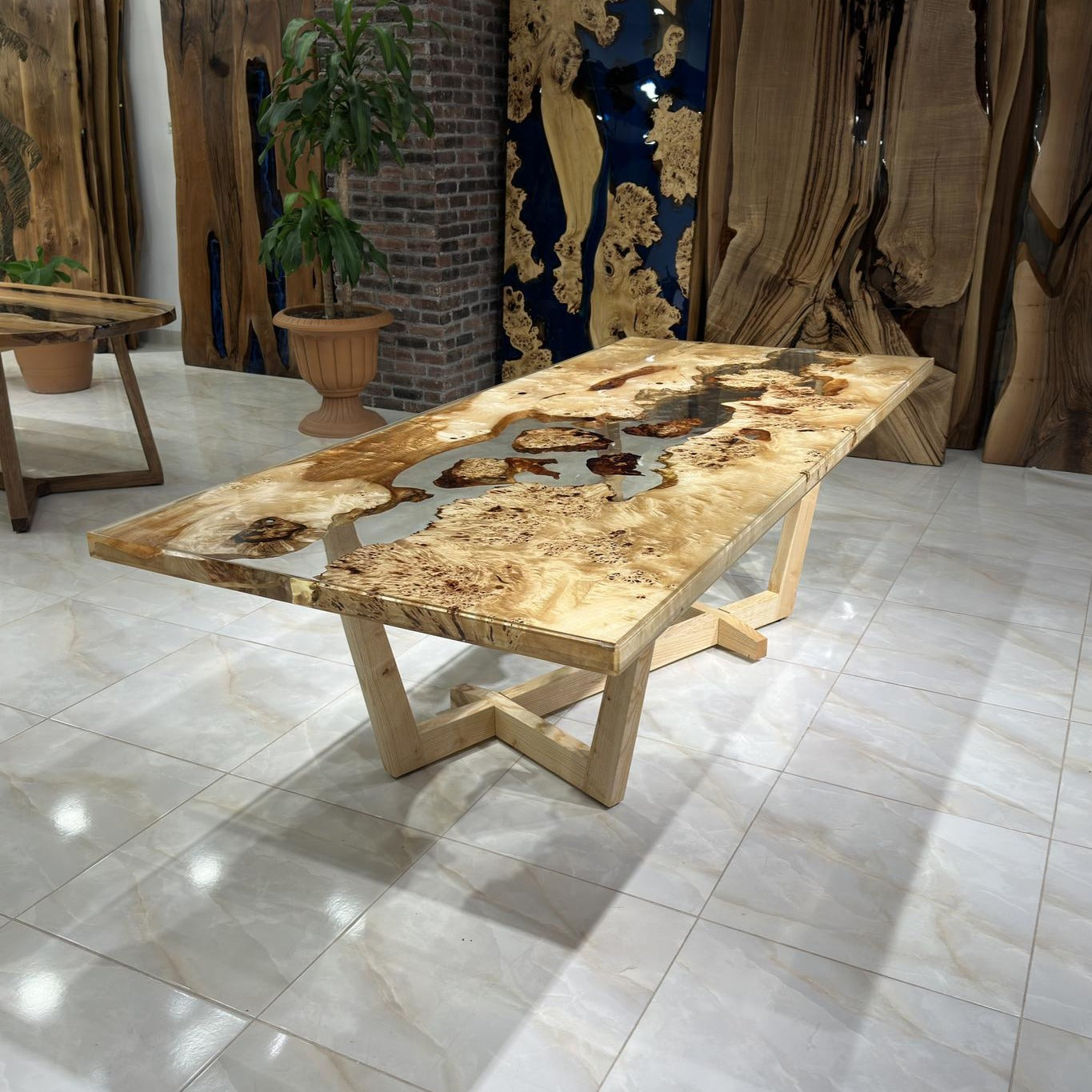 Custom Handmade Live Edge Epoxy Resin Table Top - Gul Natural