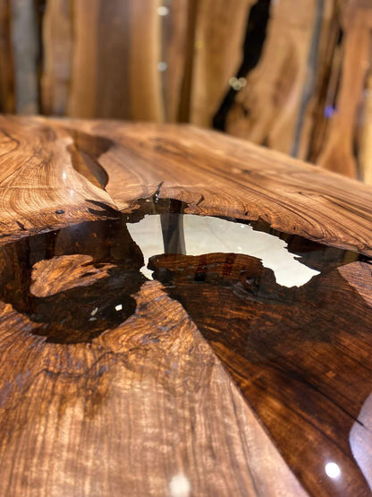 Custom Handmade Live Edge Epoxy Resin Dining Table Gul Natural