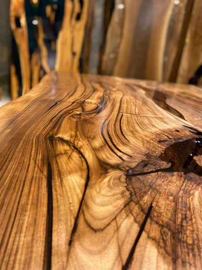 Custom Handmade Live Edge Epoxy Resin Dining Table Gul Natural