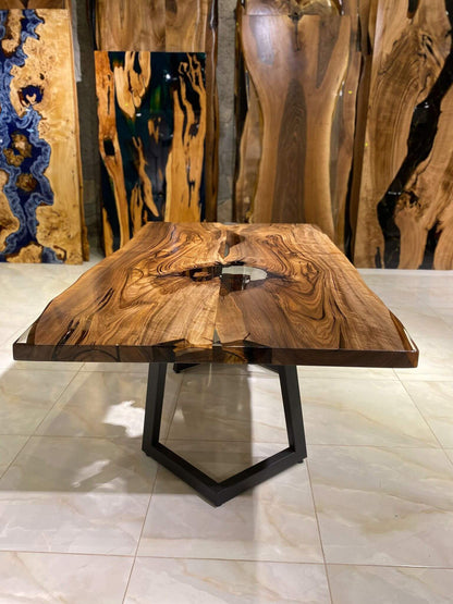 Custom Handmade Live Edge Epoxy Resin Dining Table Gul Natural