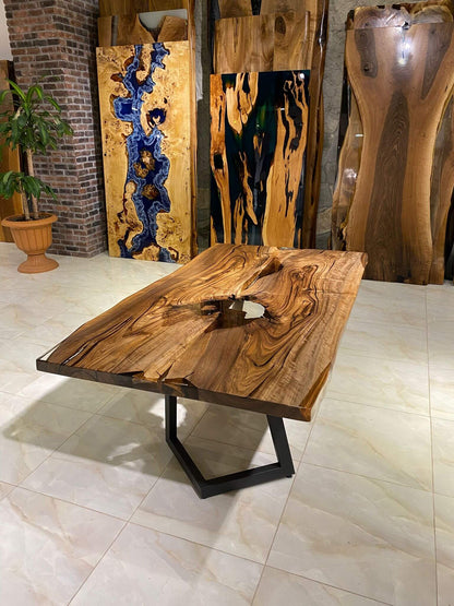 Custom Handmade Live Edge Epoxy Resin Dining Table