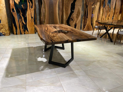 Custom Handmade Live Edge Epoxy Resin Dining Table