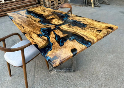 Custom Handmade Live Edge Epoxy Resin Table Top