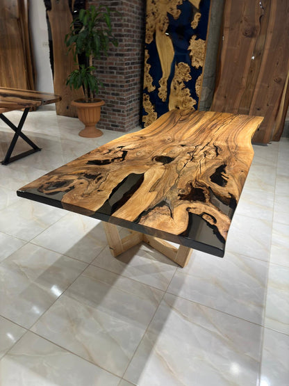 Custom Live Edge Black Epoxy Table Gul Natural