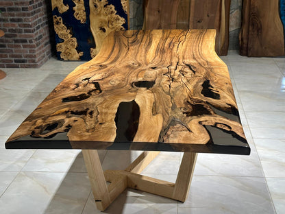 Custom Live Edge Black Epoxy Table