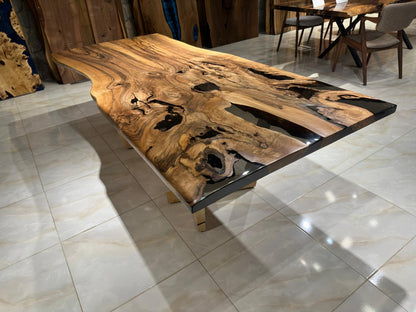 Custom Live Edge Black Epoxy Table