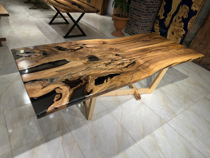 Custom Live Edge Black Epoxy Table Gul Natural