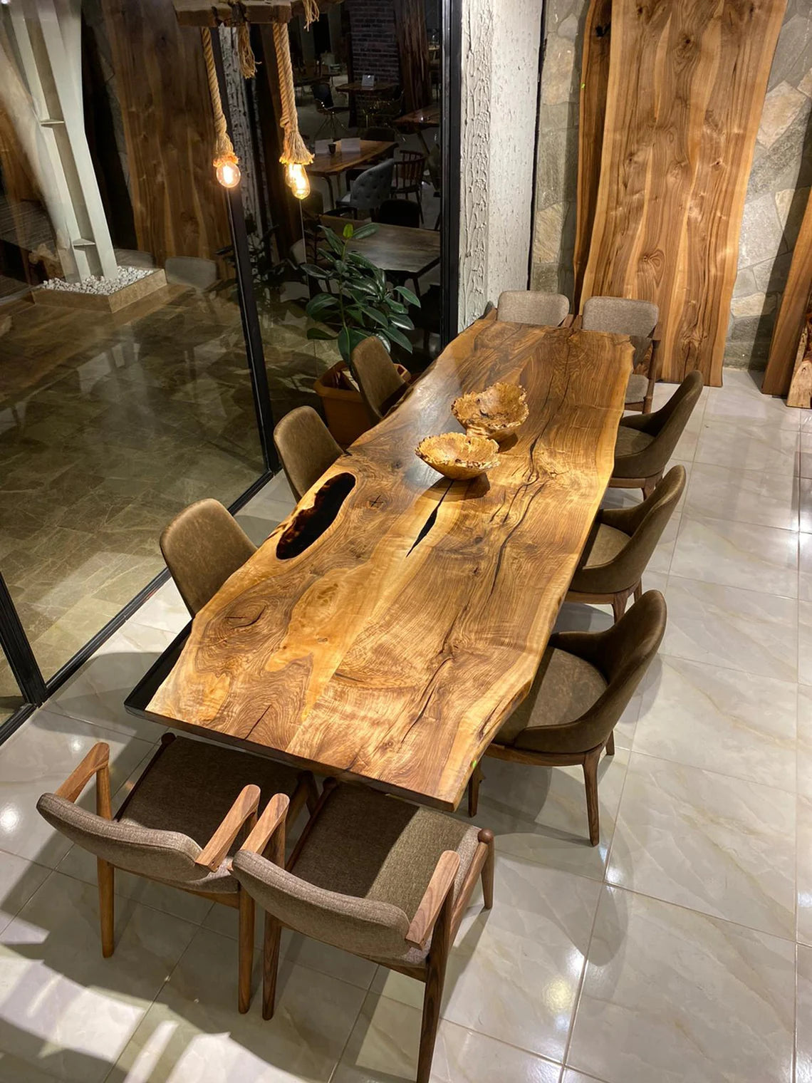 Dining Table Customizable Custom Live Edge Walnut Large Dining Table – Gul Natural