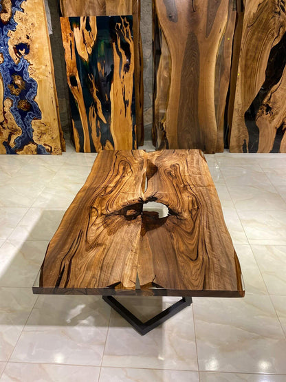 Custom Handmade Live Edge Epoxy Resin Dining Table