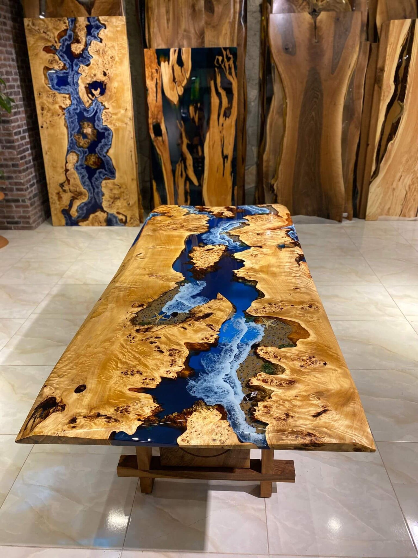 Custom Handmade Live Edge Epoxy Resin Table Top - Gul Natural