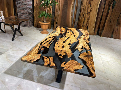 Customized Olive Wood Epoxy Resin Table