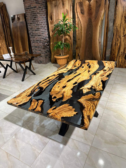 Customized Olive Wood Epoxy Resin Table