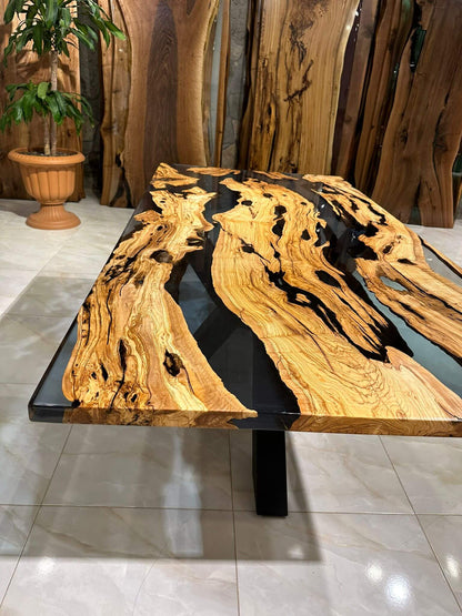 Customized Olive Wood Epoxy Resin Table Gul Natural