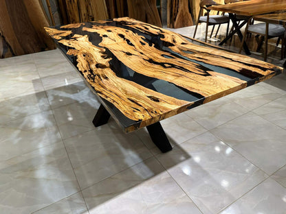 Customized Olive Wood Epoxy Resin Table Gul Natural