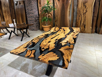 Customized Olive Wood Epoxy Resin Table Gul Natural