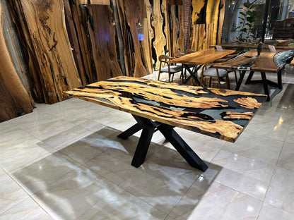 Customized Olive Wood Epoxy Resin Table Gul Natural