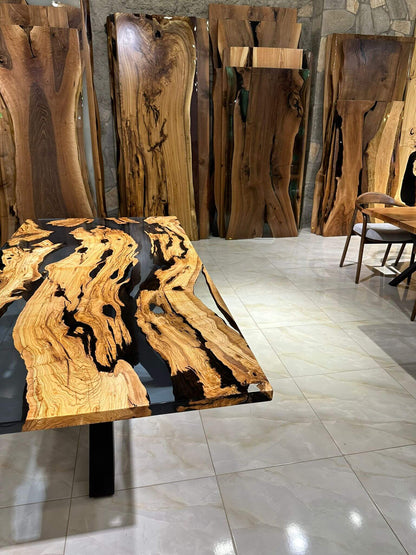 Customized Olive Wood Epoxy Resin Table Gul Natural