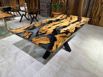 Customized Olive Wood Epoxy Resin Table Gul Natural