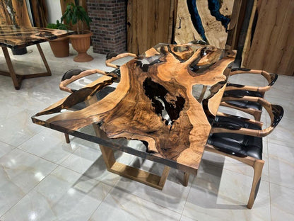 Dark Walnut Wood Epoxy Dining Table Gul Natural