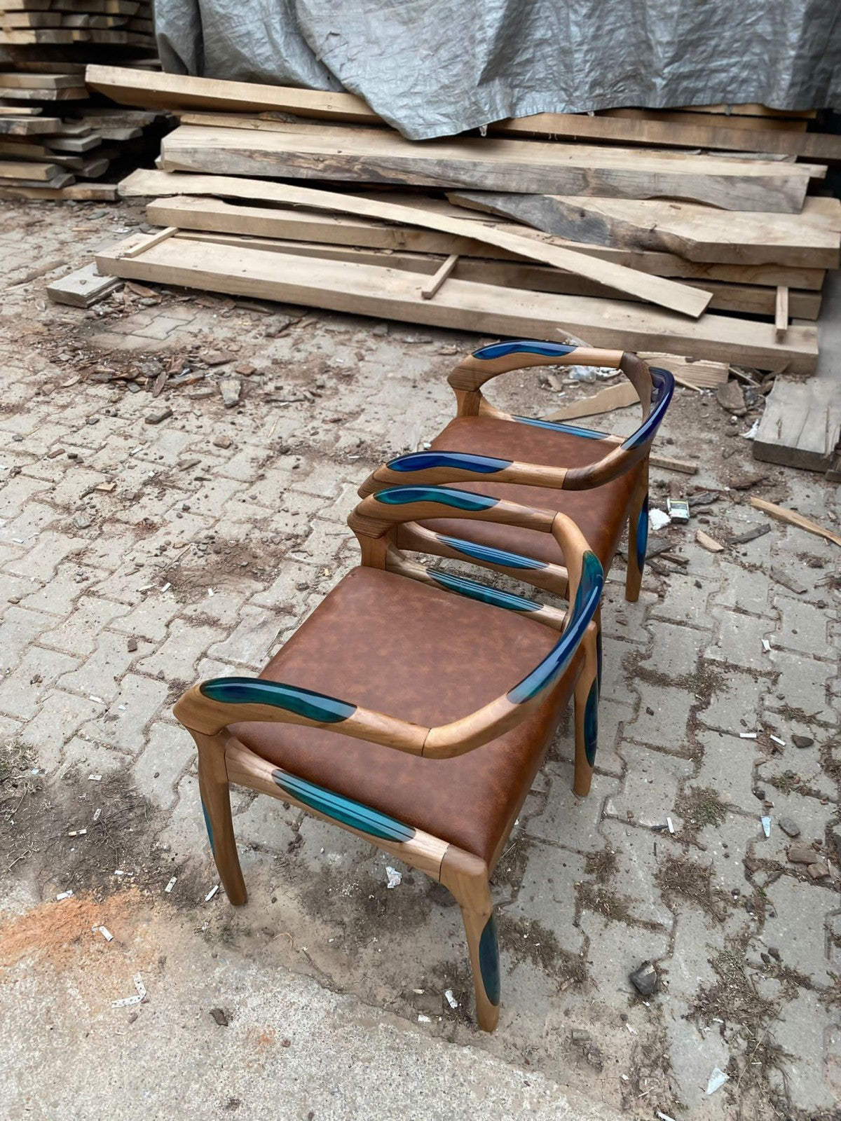Epoxy Resin Walnut Wood Chair