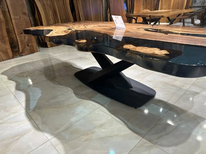 Live Edge Chestnut Wood Epoxy Table