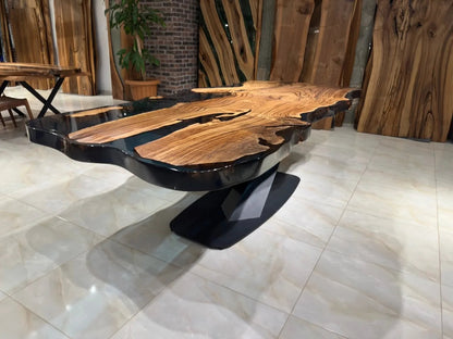 Live Edge Chestnut Wood Epoxy Table