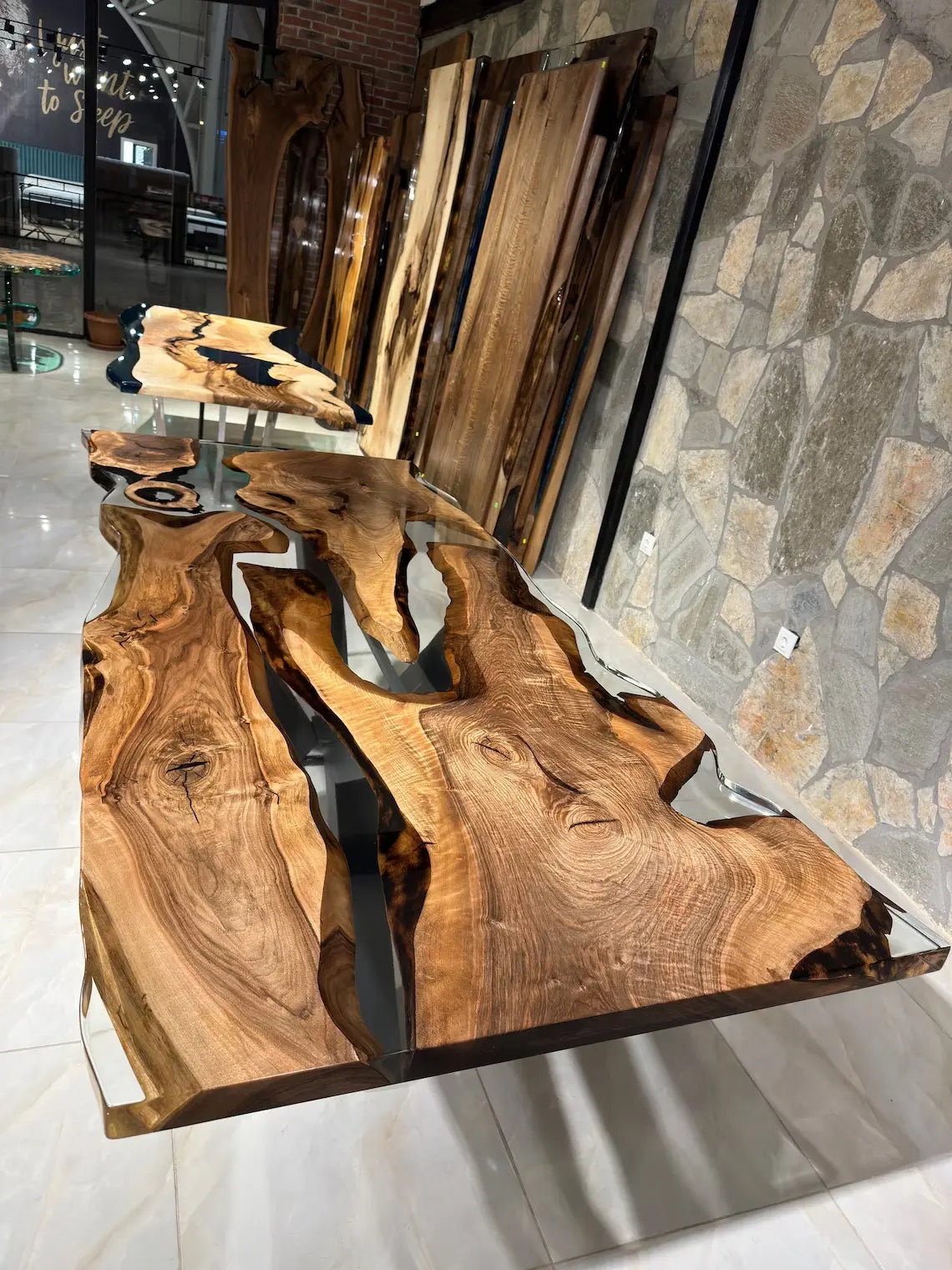 Live Edge Epoxy Resin Dining Table Made to order – Gul Natural