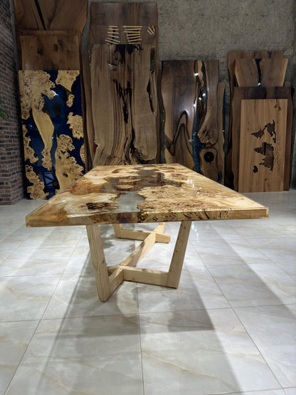 Live Edge Fusion Epoxy & Poplar Masterpiece Dining Table