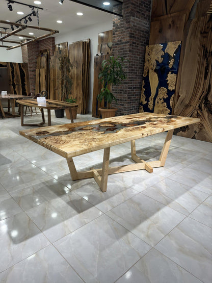 Live Edge Fusion Epoxy & Poplar Masterpiece Dining Table