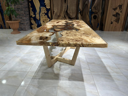 Live Edge Fusion Epoxy & Poplar Masterpiece Dining Table