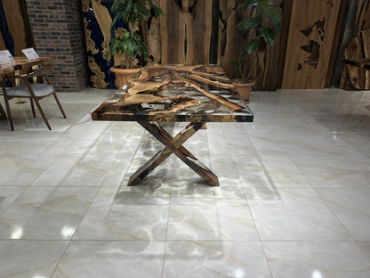 Water Drop Pattern Epoxy Dining Table