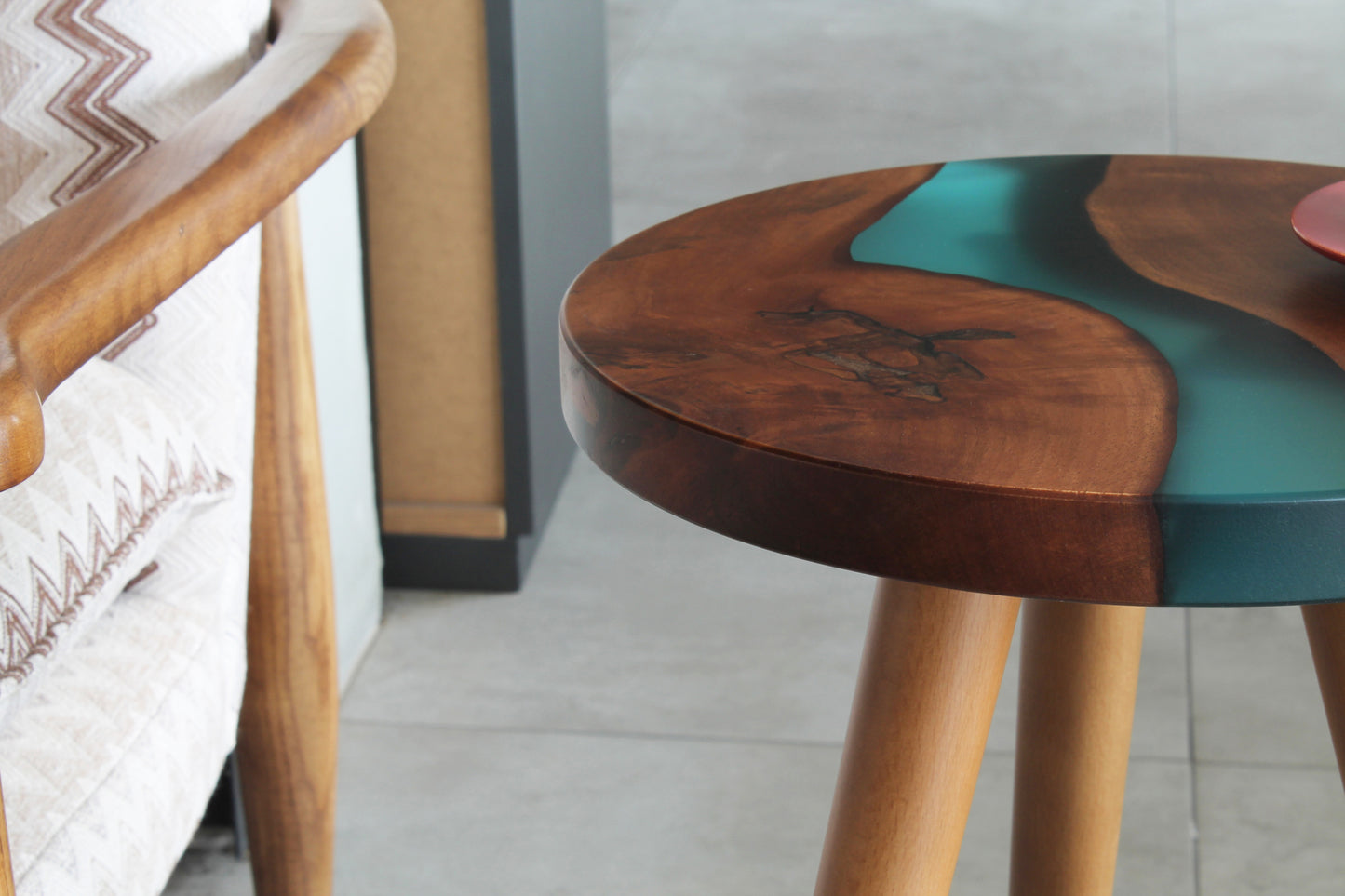 Epoxy Resin Walnut Wood Side Table | End Table | Nightstand